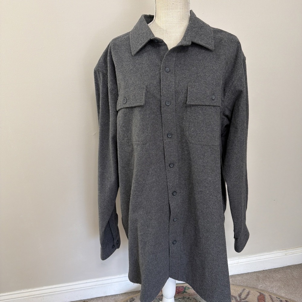 LL Bean Shirt Mens Gray Chamois Long Sleeve Button Down Heavyweight XL-Tall